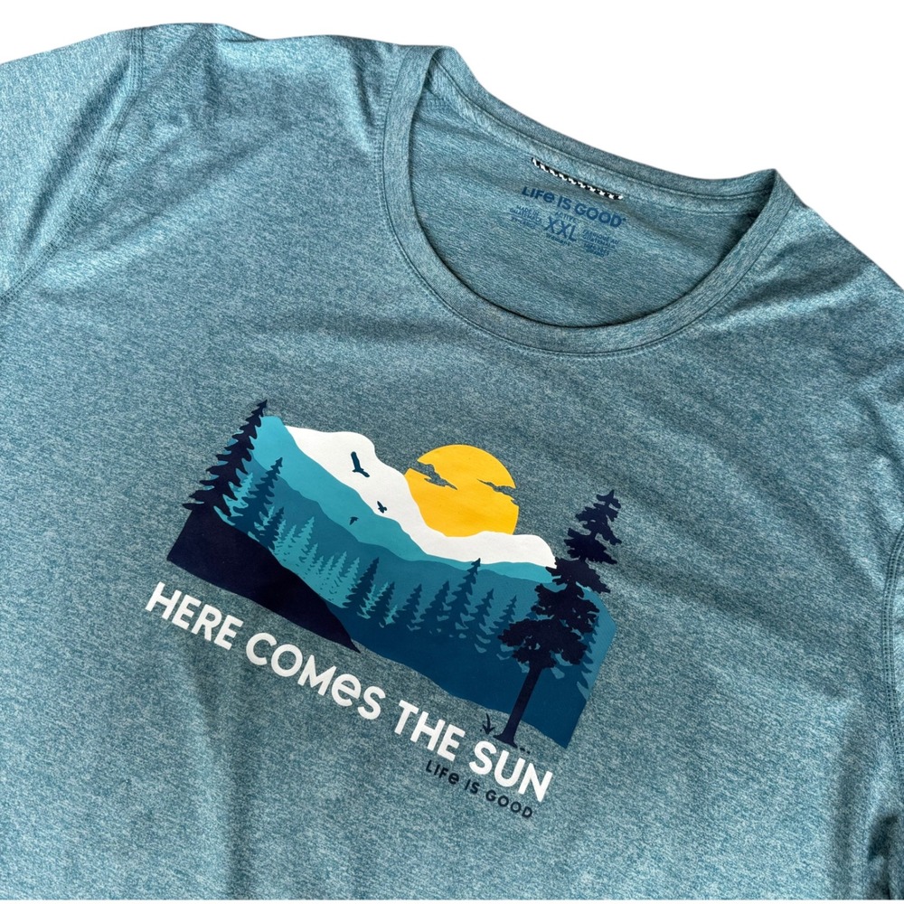 Life is Good XXL Active Long Sleeve Performance Tee Blue Here Comes The Sun